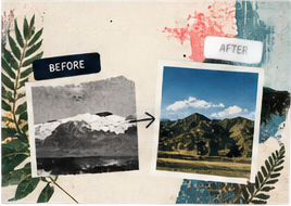 Illustrative before-and-after website clarity collage